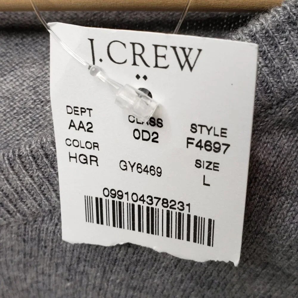 NWT J Crew Merino Blend V Neck Sweater Men's Harbor Slim Preppy Overshirt Grey L